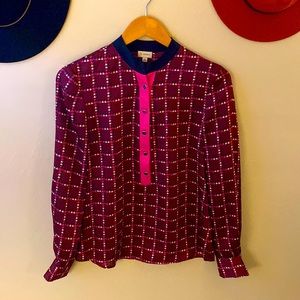 Cremiux long-sleeve, plaid blouse. Brand new, never worn.